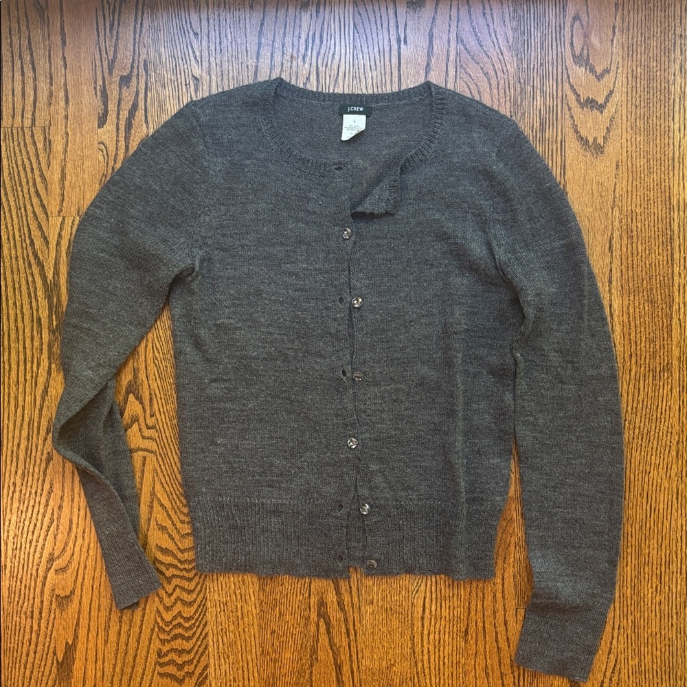 J. Crew Charcoal Knit Cardigan with jewel buttons